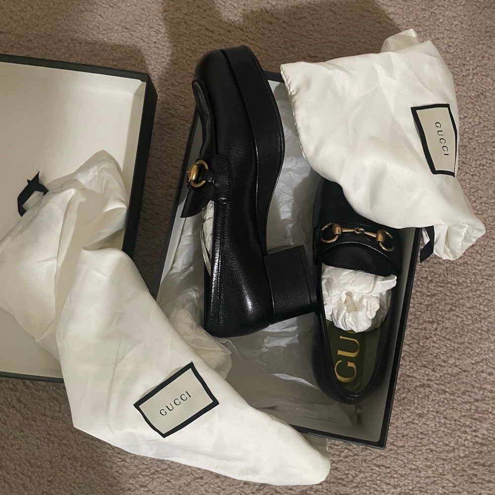 Gucci Horsebit Houdan leather heel loafers - Picture 9 of 14